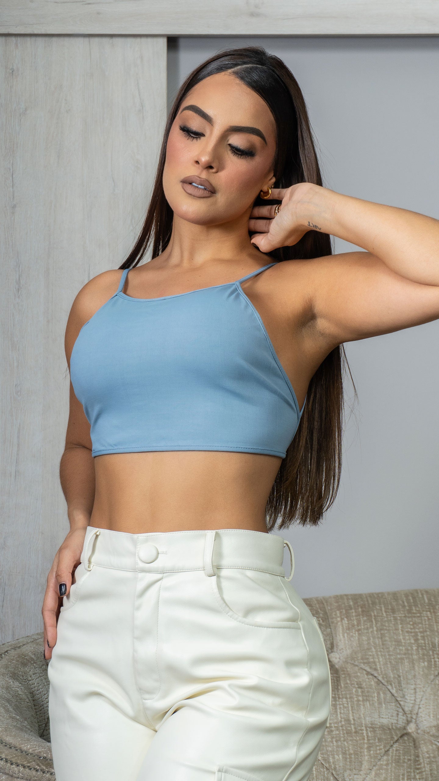 Crop Top Con Escote Profundo En Espalda 17428