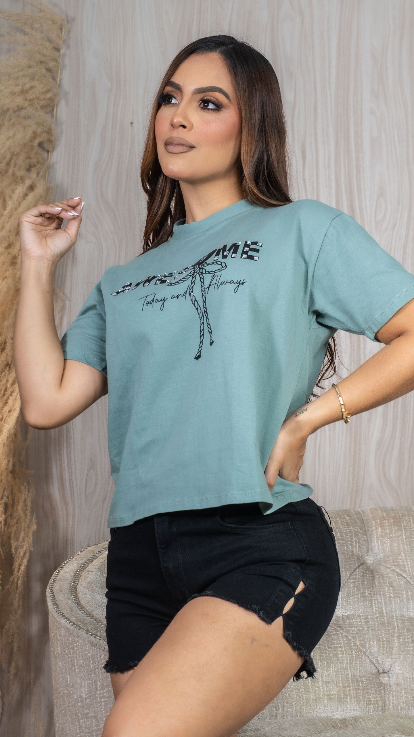 Camiseta Manga Corta Estilo Oversize En Algodón 17199