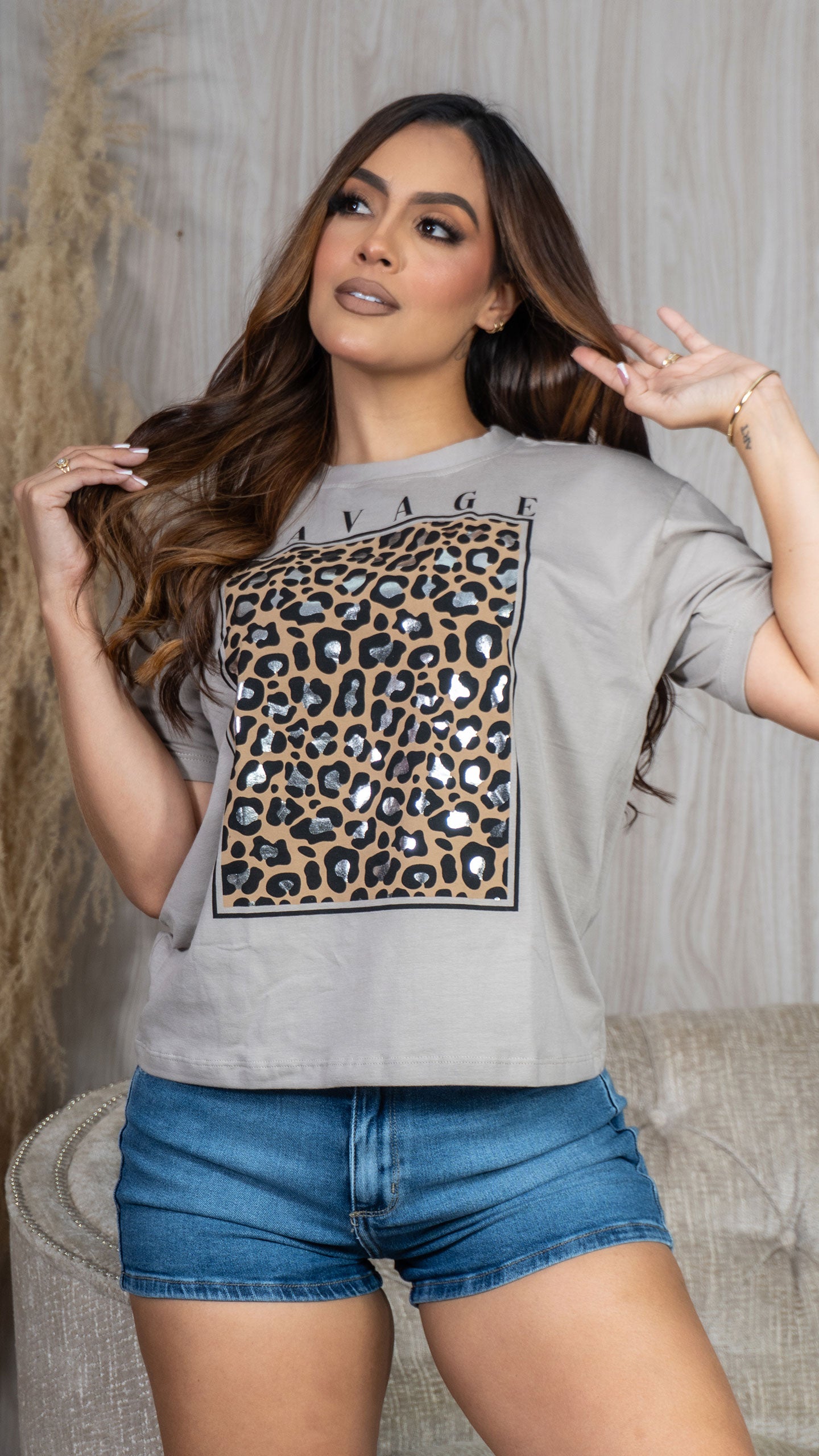 Blusa En Algodón Con Estampado De Animal Print 17202