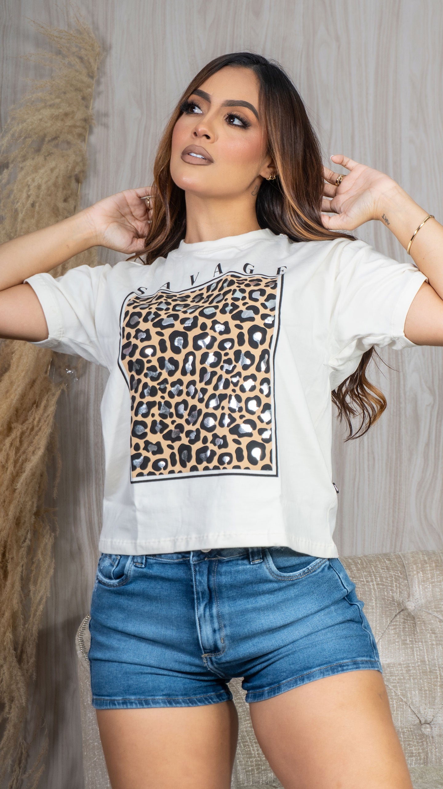 Blusa En Algodón Con Estampado De Animal Print 17202